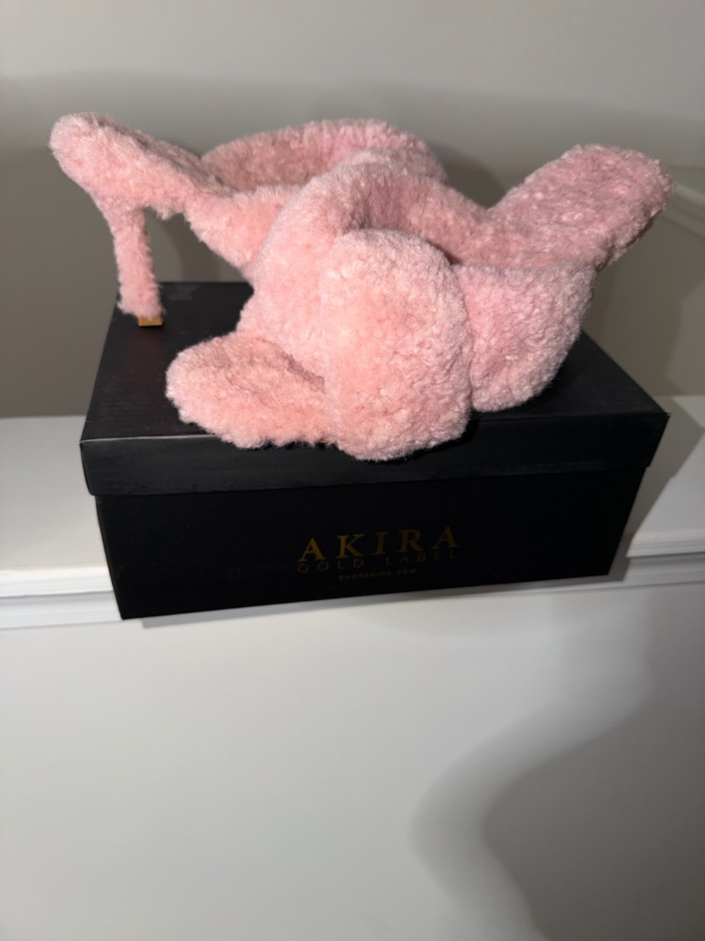 AKIRA Blush Pink Fuzzy Stiletto Mules